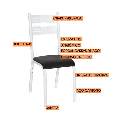 Imagem de Conjunto mesa jogo sala jantar ciplafe luna slim tampo vidro incolor 0,90m redondo com 4 cadeiras tubo branco assento estofado