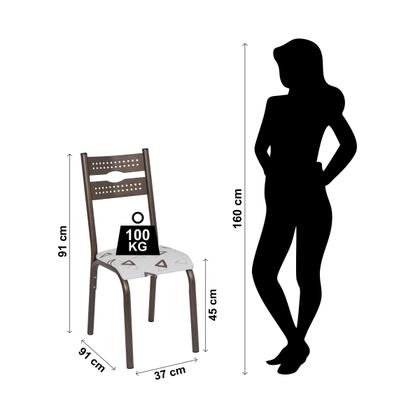 Imagem de Conjunto mesa jogo sala jantar ciplafe luna tampo madeira bp carvalho montreal 1,20m x 0,80m retangular com 4 cadeiras tubo bronze assento estofado