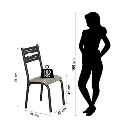 Imagem de Conjunto mesa jogo sala jantar ciplafe luna tampo madeira carvalho montreal 1,20m x 0,80m retangular 4 cadeiras tubo craqueado preto assento estofado