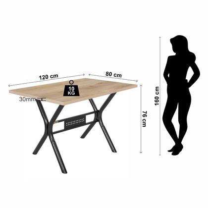 Imagem de Conjunto mesa jogo sala jantar ciplafe luna tampo madeira carvalho montreal 1,20m x 0,80m retangular 4 cadeiras tubo craqueado preto assento estofado