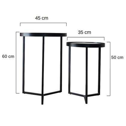 Imagem de Conjunto Mesa Lateral Capri Preto Com Espelho