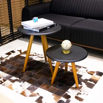 Imagem de Conjunto Mesa Lateral e Mesa de Centro Preto B04 - D'Rossi