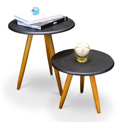 Imagem de Conjunto Mesa Lateral e Mesa de Centro Preto B04 - D'Rossi
