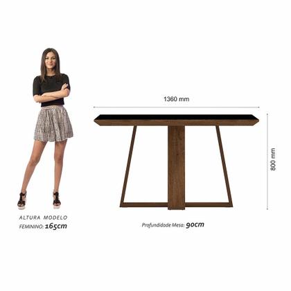 Imagem de Conjunto Mesa Lins 4 Cadeiras Sextavada Freijó/pto/material sintético Marrom - M.a