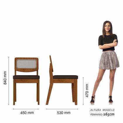 Imagem de Conjunto Mesa Lins 4 Cadeiras Sextavada Freijó/pto/material sintético Marrom - M.a