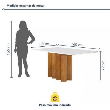 Imagem de Conjunto Mesa Lorena 160cm X 80cm com 6 Cadeiras Luisa Tampo Londres com Vidro