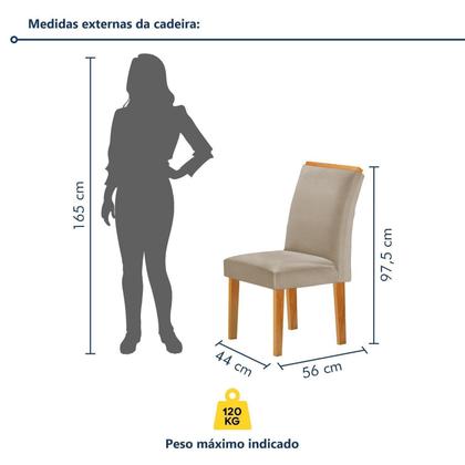 Imagem de Conjunto Mesa Lorena 160cm X 80cm com 6 Cadeiras Luisa Tampo Londres com Vidro