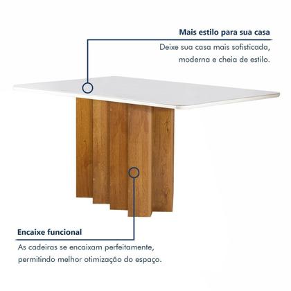Imagem de Conjunto Mesa Lorena 160cm X 80cm com 6 Cadeiras Luisa Tampo Londres com Vidro