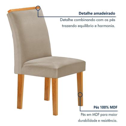 Imagem de Conjunto Mesa Lorena 160cm X 80cm com 6 Cadeiras Luisa Tampo Londres com Vidro