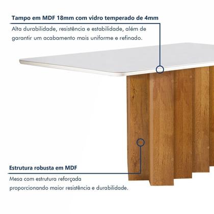 Imagem de Conjunto Mesa Lorena 160cm X 80cm com 6 Cadeiras Luisa Tampo Londres com Vidro