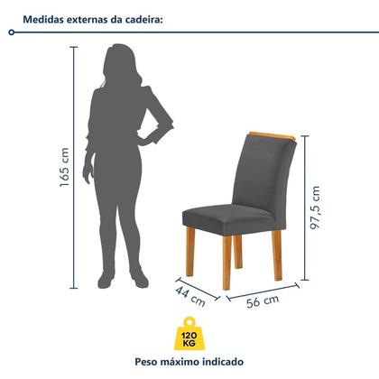 Imagem de Conjunto Mesa Lorena 160cm X 80cm com 6 Cadeiras Luisa Tampo Londres com Vidro