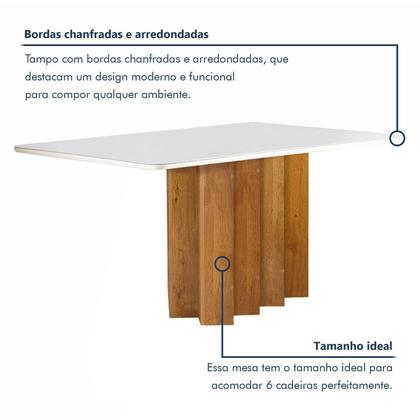 Imagem de Conjunto Mesa Lorena 160cm X 80cm com 6 Cadeiras Luisa Tampo Londres com Vidro
