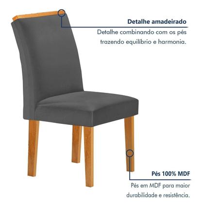 Imagem de Conjunto Mesa Lorena 160cm X 80cm com 6 Cadeiras Luisa Tampo Londres com Vidro