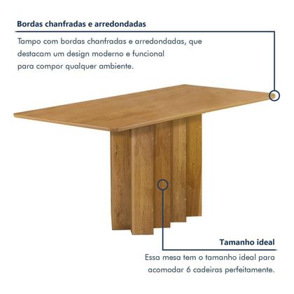 Imagem de Conjunto Mesa Lorena 160cm X 80cm com 6 Cadeiras Luisa Tampo Londres sem Vidro