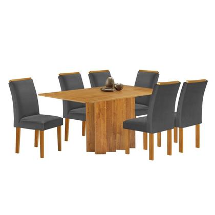 Imagem de Conjunto Mesa Lorena 160cm X 80cm com 6 Cadeiras Luisa Tampo Londres sem Vidro