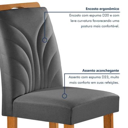 Imagem de Conjunto Mesa Lorena 160cmx80cm com 6 Cadeiras Carolina Tampo Dakota Plus com Vidro