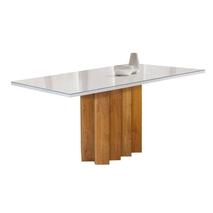 Imagem de Conjunto Mesa Lorena 160cmx80cm com 6 Cadeiras Carolina Tampo Dakota Plus com Vidro
