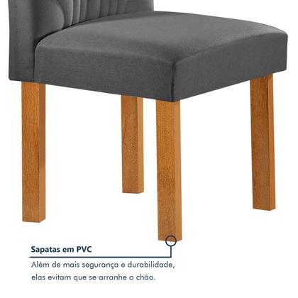 Imagem de Conjunto Mesa Lorena 160cmx80cm com 6 Cadeiras Carolina Tampo Dakota Plus com Vidro