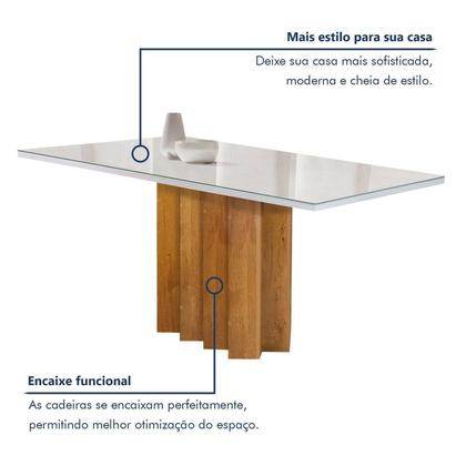 Imagem de Conjunto Mesa Lorena 160cmx80cm com 6 Cadeiras Carolina Tampo Dakota Plus com Vidro