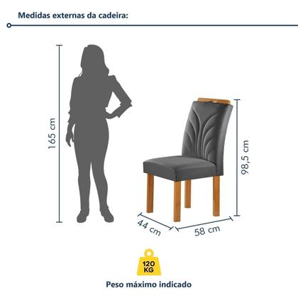Imagem de Conjunto Mesa Lorena 160cmx80cm com 6 Cadeiras Carolina Tampo Dakota Plus com Vidro