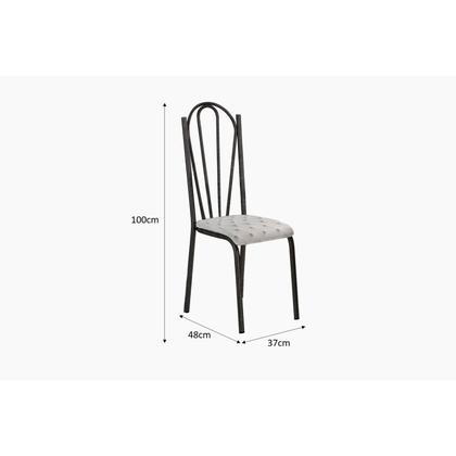 Imagem de Conjunto Mesa Luana com 6 Cadeiras Assento Capitone Artefamol Cromo preto/capitone