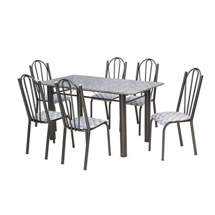 Imagem de Conjunto Mesa Luana com 6 Cadeiras Assento Capitone Artefamol Cromo preto/capitone