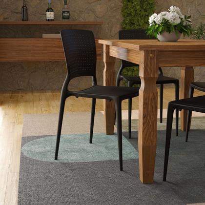 Conjunto Mesa Madeira Maciça Marin Brasil 4 Cadeiras Safira Preta Tramontina Imagem de Conjunto Mesa Madeira Maciça Marin Brasil 4 Cadeiras Safira Preta Tramontina