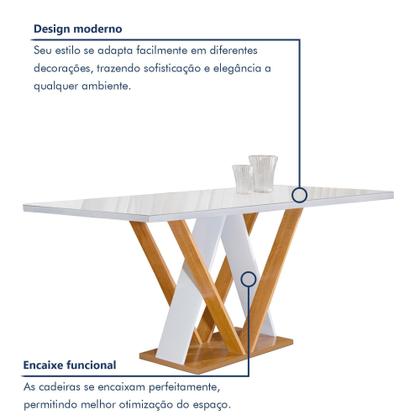 Imagem de Conjunto Mesa Manuela 120cm com 4 Cadeiras Arizona Tampo Dakota Plus com Vidro Yescasa