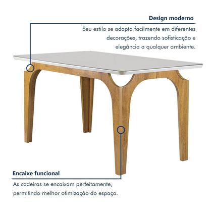 Imagem de Conjunto Mesa Melina 170cmx90cm com 6 Cadeiras Luisa Tampo Smart Plus com Vidro