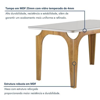 Imagem de Conjunto Mesa Melina 170cmx90cm com 6 Cadeiras Luisa Tampo Smart Plus com Vidro