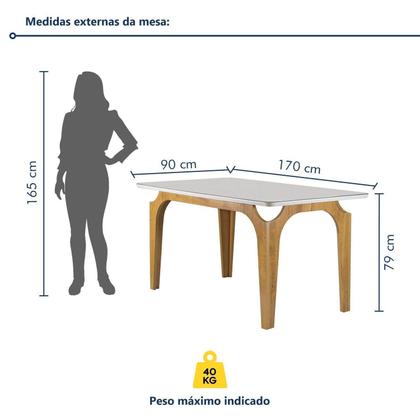 Imagem de Conjunto Mesa Melina 170cmx90cm com 6 Cadeiras Luisa Tampo Smart Plus com Vidro
