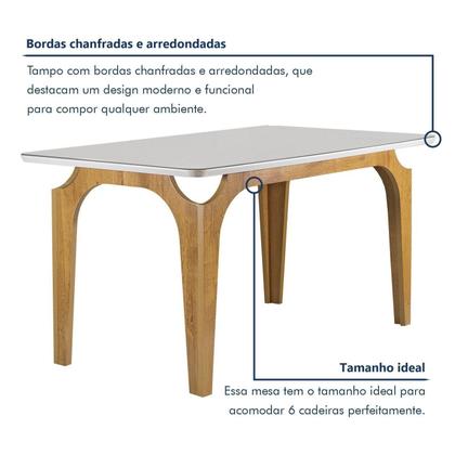 Imagem de Conjunto Mesa Melina 170cmx90cm com 6 Cadeiras Luisa Tampo Smart Plus com Vidro