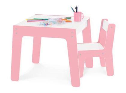 Imagem de Conjunto Mesa Mesinha + 1 Cadeira Infantil Cadeirinha Mdf - Junges