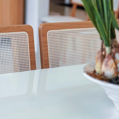 Imagem de Conjunto Mesa Oval 6 Cadeiras de Jantar Encosto Tela 100% MDF Off White Cesare Claro Dalla Costa