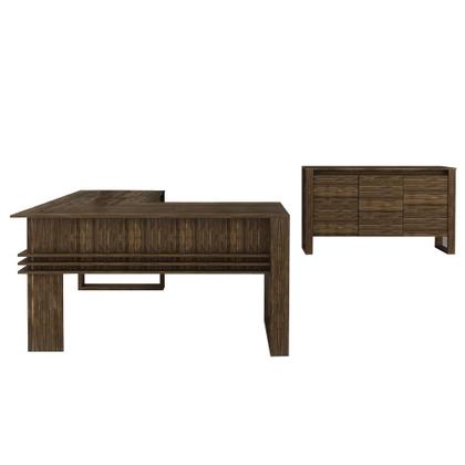 Imagem de Conjunto Mesa para Computador e Balcão 2 Portas para Escritório Nogal - FdECOR