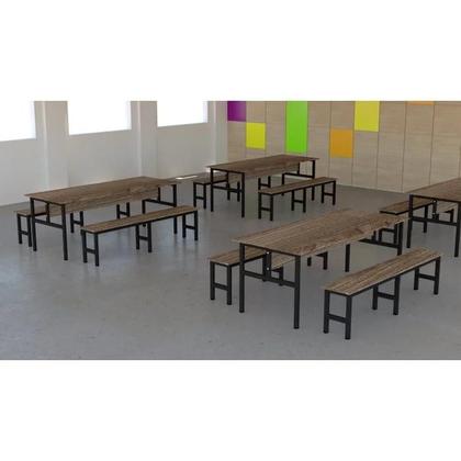Imagem de Conjunto Mesa para Refeitório 8 Lugares com Bancos Separado