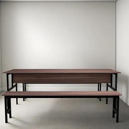 Imagem de Conjunto Mesa para Refeitório 8 Lugares com Bancos Separado