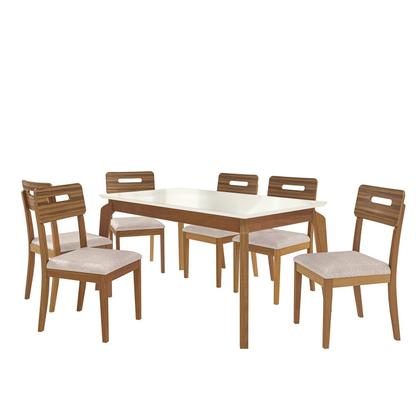 Imagem de Conjunto Mesa Petra com 6 Cadeiras Madeira Maciça