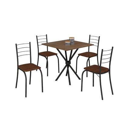 Imagem de Conjunto Mesa Quadrada 4 Cadeiras Imbuia Rio
