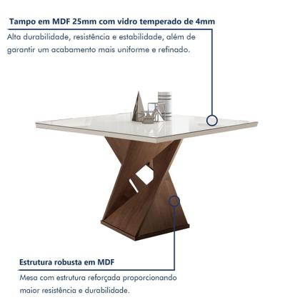 Imagem de Conjunto Mesa Quadrada com Vidro e 4 Cadeiras 100cmx100cm Barcelona Yescasa