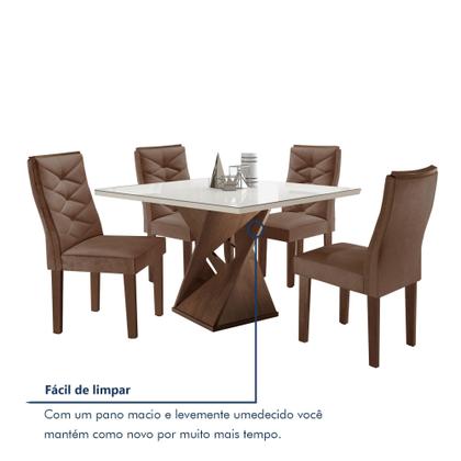 Imagem de Conjunto Mesa Quadrada com Vidro e 4 Cadeiras 100cmx100cm Barcelona Yescasa