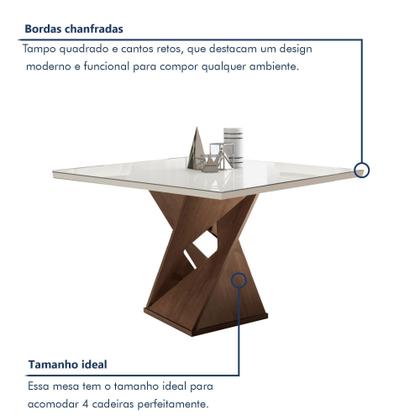 Imagem de Conjunto Mesa Quadrada com Vidro e 4 Cadeiras 100cmx100cm Barcelona Yescasa