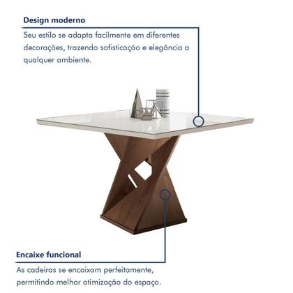 Imagem de Conjunto Mesa Quadrada com Vidro e 4 Cadeiras 100cmx100cm Barcelona Yescasa