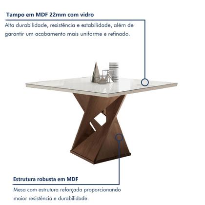 Imagem de Conjunto Mesa Quadrada com Vidro e 4 Cadeiras 100cmx100cm Barcelona Yescasa