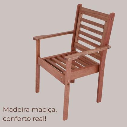 Imagem de Conjunto Mesa Redonda 4 Cadeiras Empilháveis e 2 Espreguiçadeiras Madeira Maciça Madeira