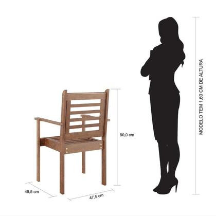 Imagem de Conjunto Mesa Redonda 4 Cadeiras Empilháveis e 2 Espreguiçadeiras Madeira Maciça Madeira