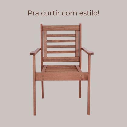 Imagem de Conjunto Mesa Redonda 4 Cadeiras Empilháveis e 2 Espreguiçadeiras Madeira Maciça Madeira