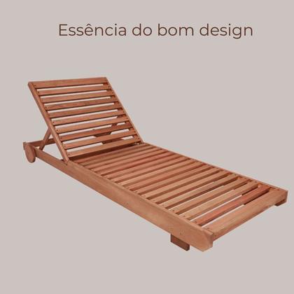 Imagem de Conjunto Mesa Redonda 4 Cadeiras Empilháveis e 2 Espreguiçadeiras Madeira Maciça Madeira