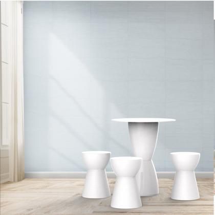 Imagem de Conjunto Mesa Redonda 60x82cm 3 Banquetas Fit Grifit Branco