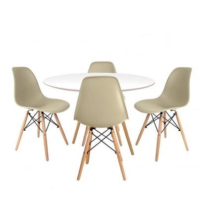 Imagem de Conjunto Mesa Redonda 90cm Tampo em Mdf 4 Cadeiras Pp Base Madeira Eames Dsw-m